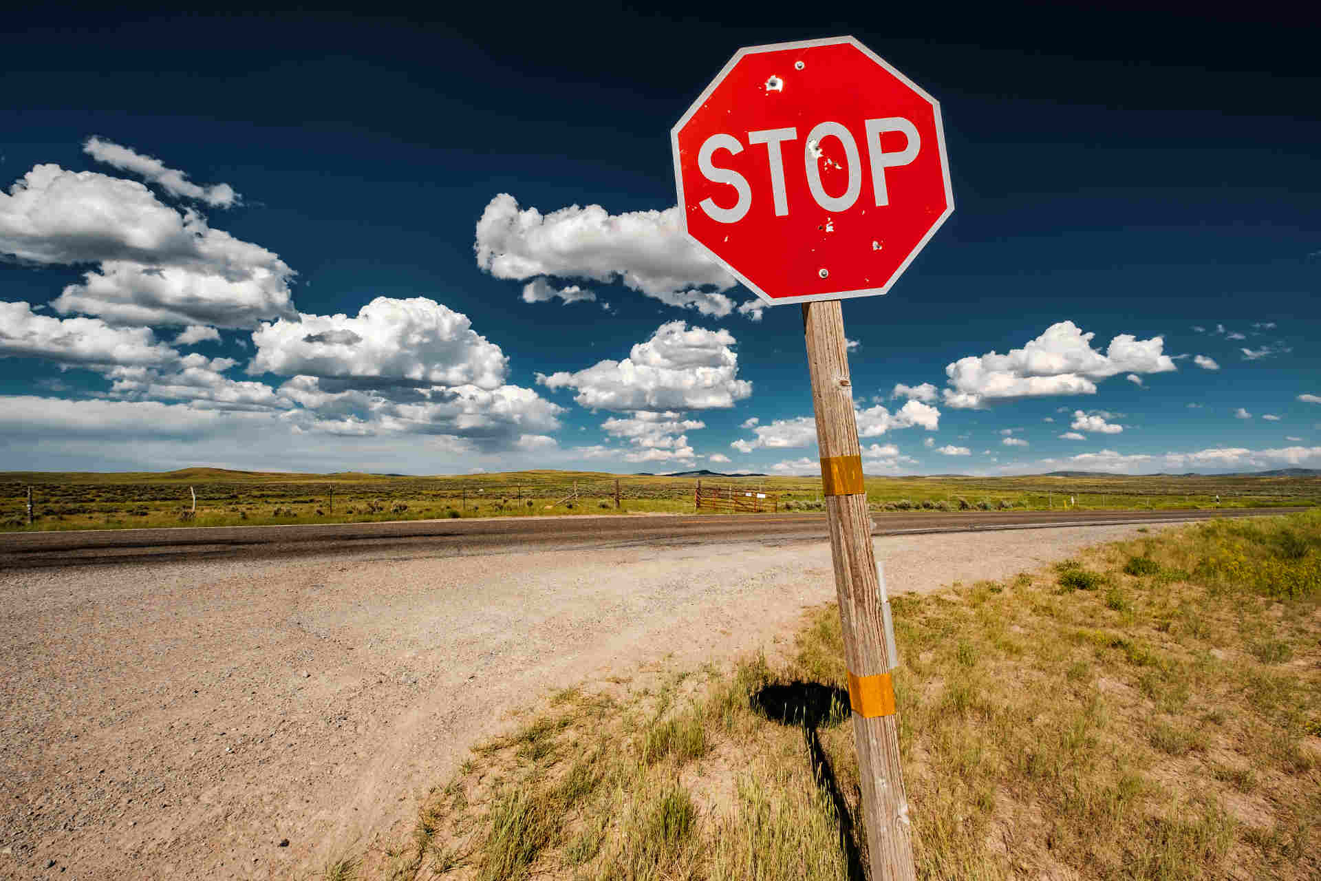 Stop sign on a country road