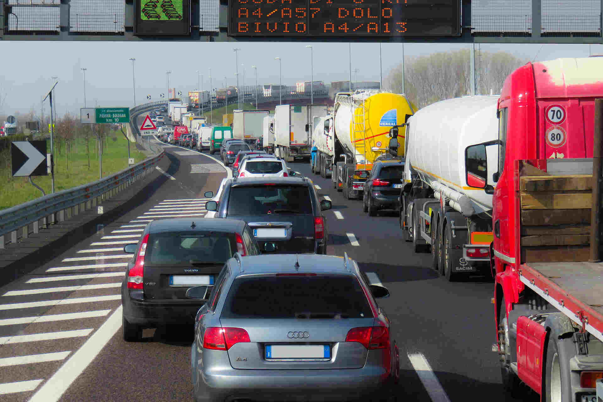Heavy highway traffic